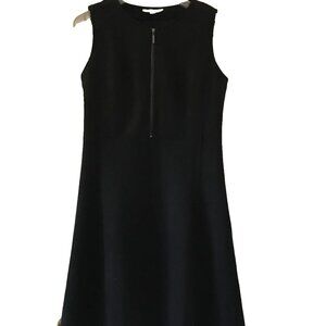 Everyday Jones Black Sleeveless Faux Suede A-line Dress Front Zipper Womens S